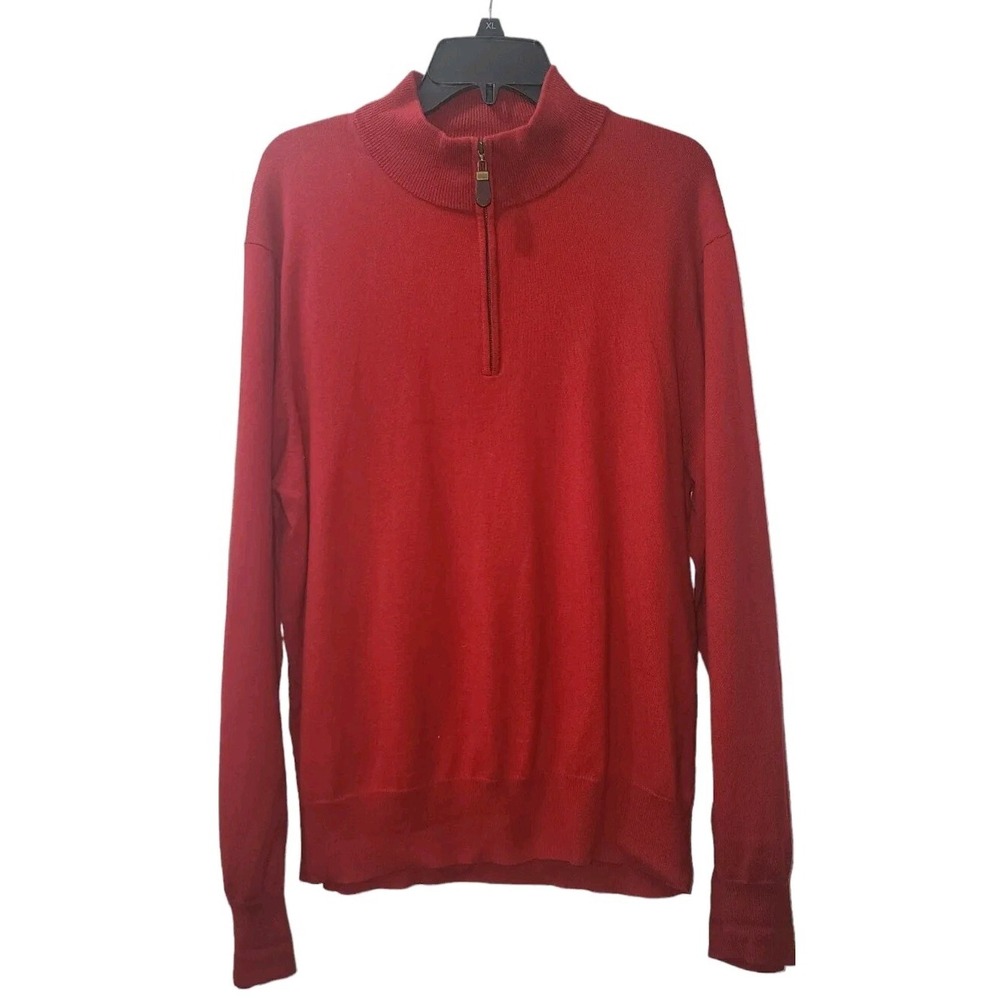 Orvis Quarter Zip Sweater Pullover Mock Neck Red Knit‎ Top